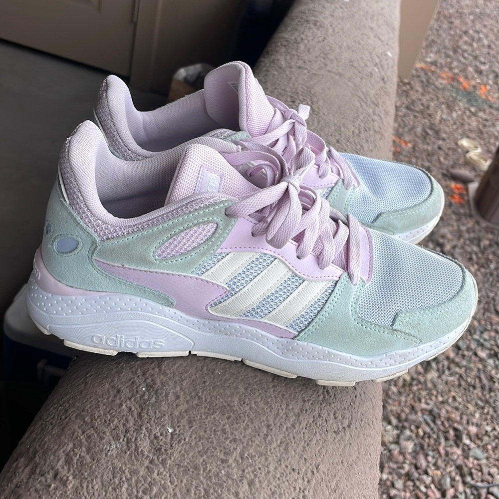 Adidas tennis shoes pastel sneakers mint lilac athletic shoes 9 womens